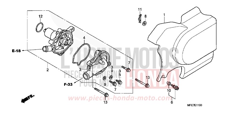 WATER PUMP/LEFT REAR COVER for Shadow Aero GRAPHITE BLACK (NHB01B) from 2010